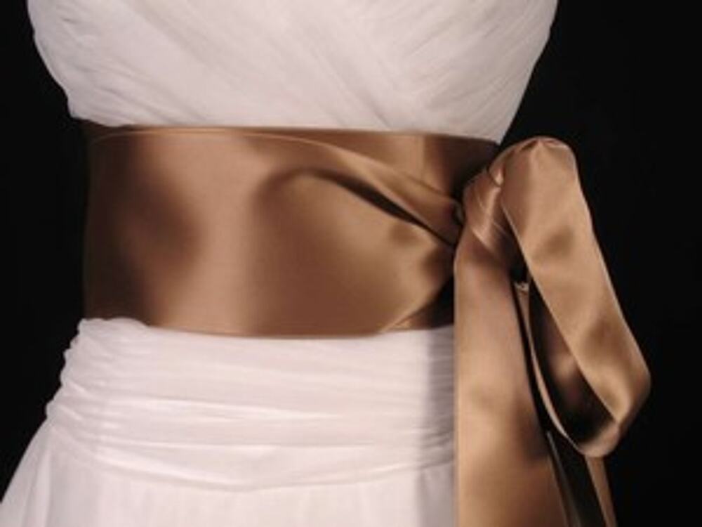 Sable Brown Swiss Double Faced Satin Ribbon Sash Belt 4" x 4 1/2 yds long